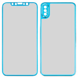 Захисне скло All Spares для Apple iPhone X, 5D Full Glue, переднє та заднє, блакитний, шар клею нанесений по всій поверхні, type 2