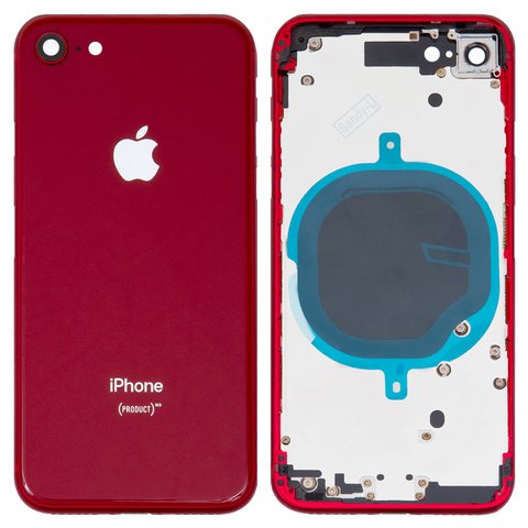 Корпус для iPhone 8, красный, с держателем SIM карты, с боковыми кнопками