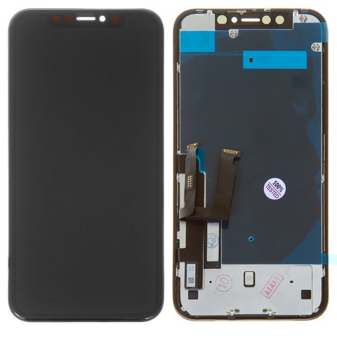 Дисплей для iPhone XR, чорний, з рамкою, Original PRC , з захисним екраном дисплея, Self welded OEM