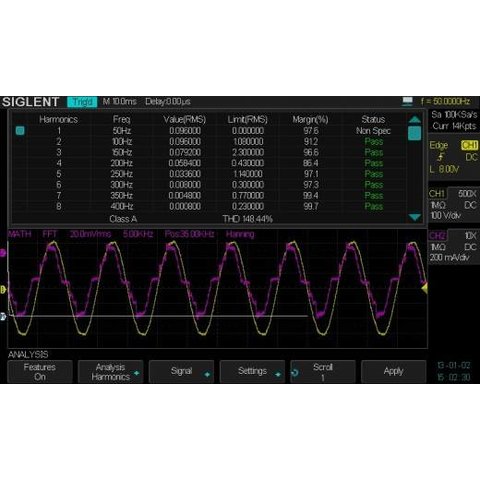 Програмне розширення "аналіз потужності" SIGLENT SDS 2000X PA
