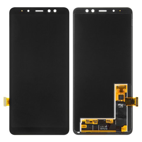 Дисплей для Samsung A730 Galaxy A8+ 2018 , чорний, без рамки, Оригінал переклеєне скло 