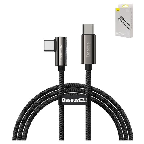 USB кабель Baseus Elbow, 2xUSB тип C, 100 см, 100 Вт, 5 А, чорний, #CATCS 01