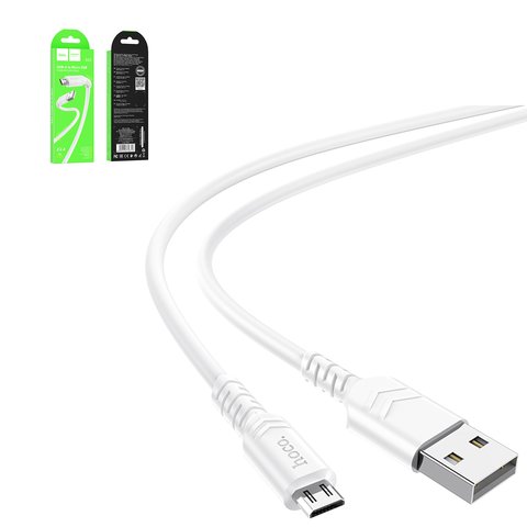 USB кабель Hoco X62, USB тип A, micro USB тип B, 100 см, 2,4 А, білий, #6931474748713