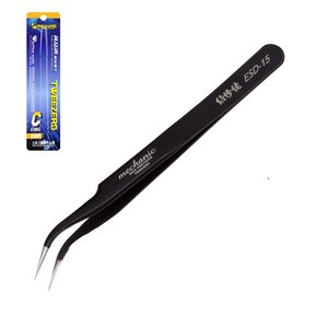 Пінцет монтажний Mechanic ESD 15, вигнутий, антистатичний, 120 мм, C grade high quality
