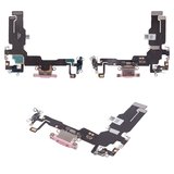 Шлейф для iPhone 15, конектора зарядки, рожевий, з мікрофоном, High Copy