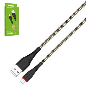 USB кабель Borofone BX25, USB тип A, Lightning, 100 см, 2,4 А, черный, #6931474703453
