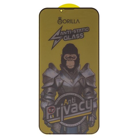 Защитное стекло для Apple iPhone 13 Pro Max, iPhone 14 Plus, совместимо с чехлом, Full Glue, Anti Static, Anti Peeping, черный, cлой клея нанесен по всей поверхности, gorilla