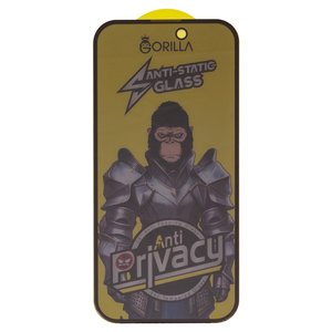 Защитное стекло Gorilla для Apple iPhone 14 Pro, iPhone 15, iPhone 16, совместимо с чехлом, Full Glue, Anti Static, Anti Peeping, черный