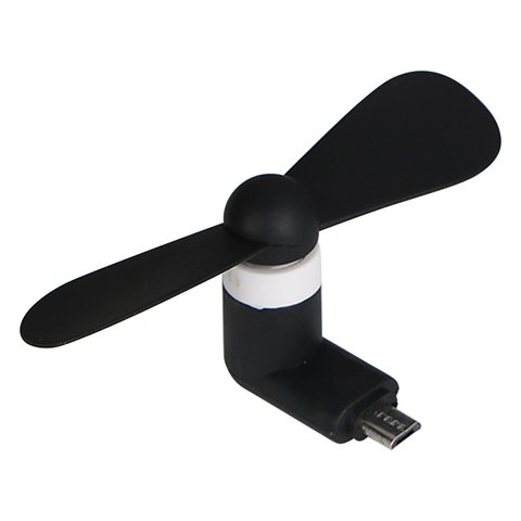 Вентилятор Mini, чорний, мобільний, micro USB тип B
