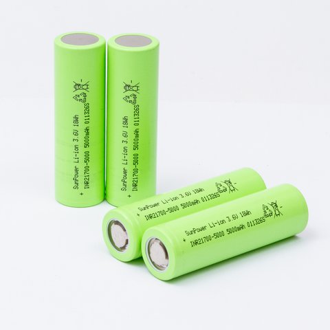 Аккумулятор 21700 SunPower INR21700 5000, 5000 мАч, 3,6 B, 30A 6C 