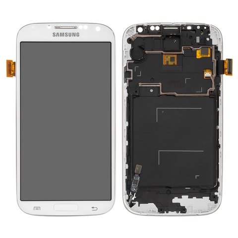LCD compatible with Samsung I9500 Galaxy S4, white, with light adjustable, with frame, Copy, TFT  