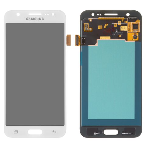 LCD compatible with Samsung J500 Galaxy J5, white, without frame, original change glass 