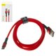 Cable USB Baseus Cafule, USB tipo-A, Lightning, 100 cm, 2.4 A, rojo, #CALKLF-G09