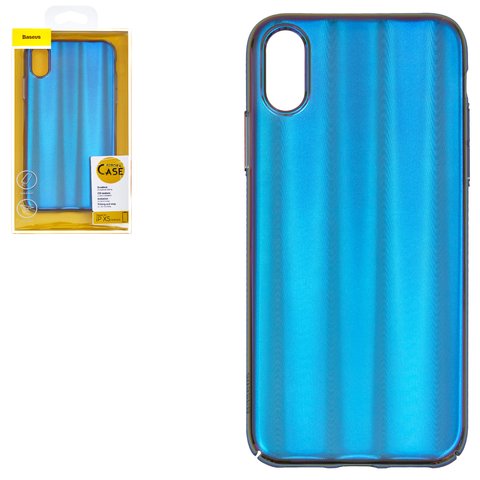 Case Baseus compatible with iPhone XS, dark blue, with iridescent color, matt, plastic  #WIAPIPH58 JG03