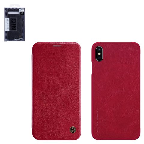 Case Nillkin Qin leather case compatible with iPhone XS Max, red, flip, PU leather, plastic  #6902048163379