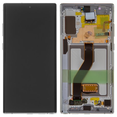 Дисплей для Samsung N975F Galaxy Note 10 Plus, серебристый, с рамкой, Original PRC , original glass