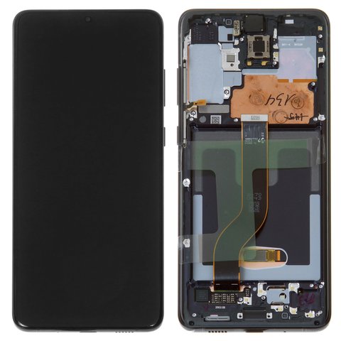 LCD compatible with Samsung G985 Galaxy S20 Plus, G986 Galaxy S20 Plus 5G, black, with frame, Original, service pack, original glass, cosmic black  #GH82 22134A GH82 22145A