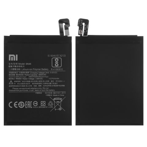 Battery BN48 compatible with Xiaomi Redmi Note 6 Pro, Li Polymer, 3.85 V, 4000 mAh, High Copy, Logo Mi, M1806E7TG, M1806E7TH, M1806E7TI 