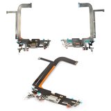 Шлейф для iPhone 13 Pro Max, коннектора зарядки, серый, с микрофоном, с компонентами, HC, silver