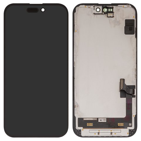 Pantalla LCD puede usarse con iPhone 15, negro, con marco, vidrio reemplazado