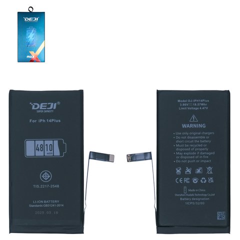 Аккумулятор Deji для Apple iPhone 14 Plus, Li ion, 3.86 В, 4810 мАч, повышенная ёмкость, original IC