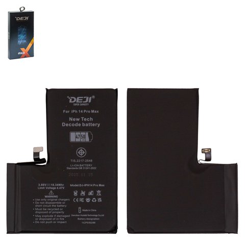 Battery Deji compatible with Apple iPhone 14 Pro Max, Li ion, 3.86 V, 4750 mAh, High Capacity, without error "Unknown Part", decode battery 