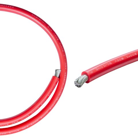 Alambre con aislamiento de silicona 4AWG, 25 mm², 1 m, rojo