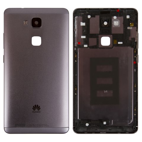 Housing Back Cover compatible with Huawei Ascend Mate 7, black, without SIM card tray, with side button 