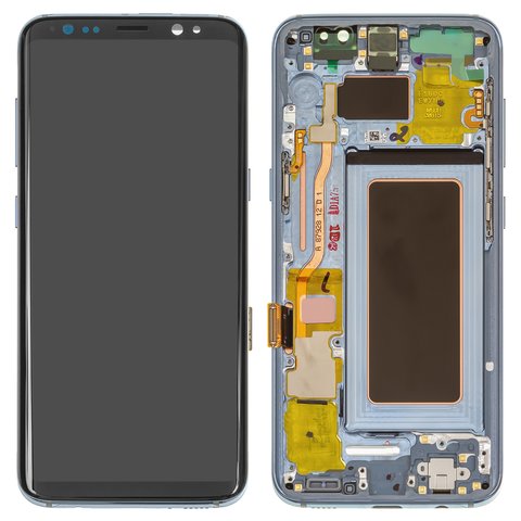 LCD compatible with Samsung G950 Galaxy S8, blue, with frame, Original PRC , coral Blue, original glass 