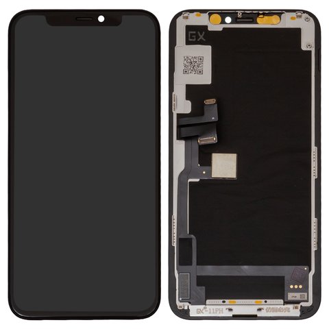 LCD compatible with iPhone 11 Pro, black, with frame, HC, without IC, OLED , GX OEM hard 