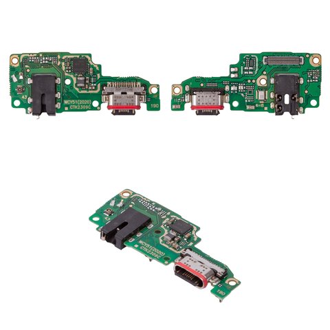 Flat Cable compatible with Vivo Y31 2021 , Y51 2020 , headphone connector, charge connector, with microphone, with components, Copy, charging board