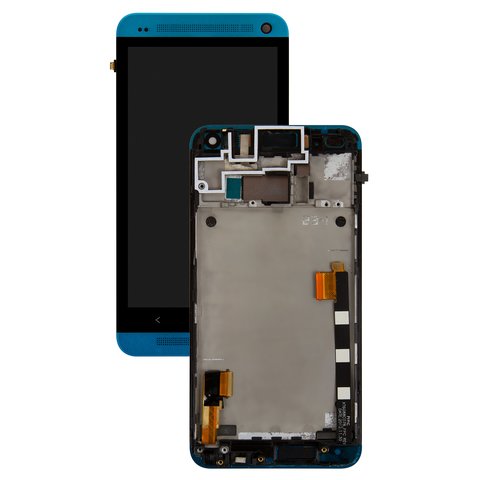 Pantalla LCD puede usarse con HTC One M7 801e, azul claro, Original PRC