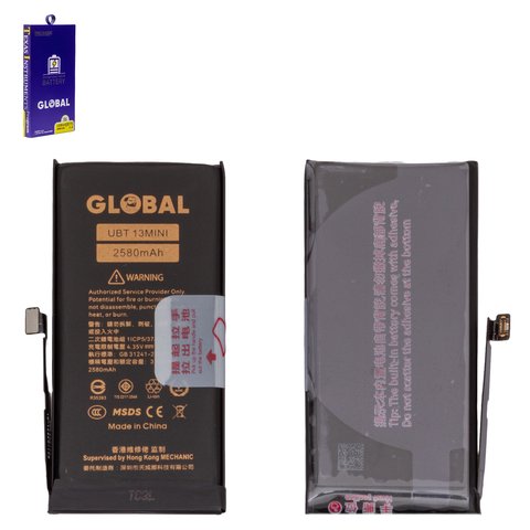Batería Mechanic puede usarse con Apple iPhone 13 mini, Li Polymer, 3.88 V, 2580 mAh, mayor capacidad, original IC