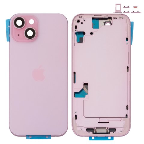 Carcasa puede usarse con iPhone 15, rosado, con botones laterales,  con sujetador de tarjeta SIM, Original PRC , EU version