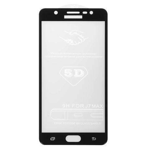 Защитное стекло All Spares для Samsung G615  Galaxy J7 Max, 5D Full Glue, черный, cлой клея нанесен по всей поверхности