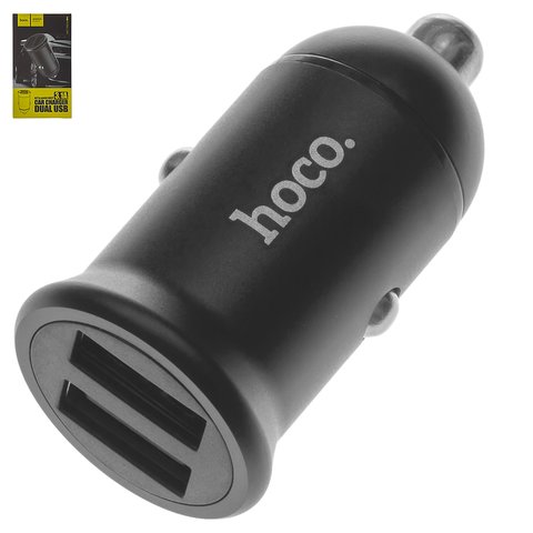 Автомобільний зарядний пристрій Hoco Z30, 12 В, 2 USB виходи 5В 2,4А , чорне