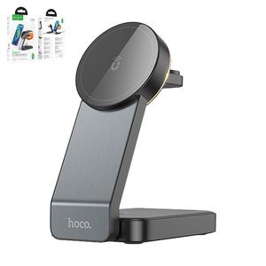 Беспроводное зарядное устройство Hoco CQ3 3 in 1, Quick Charge, черное, USB тип C, 15 Вт, раскладное, портативный, магнитное, #6942007602334