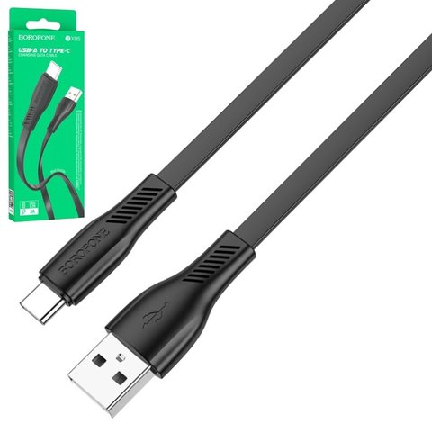 USB кабель Borofone BX85, USB тип C, USB тип A, 100 см, 3 A, черный, #6974443387117