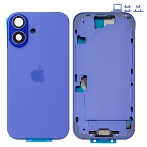 Корпус для iPhone 16, фиолетовый, с держателем SIM карты, с боковыми кнопками, Original PRC , EU Version, ultramarine