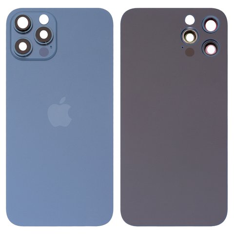 Задняя панель корпуса для iPhone 12 Pro, синяя, со стеклом камеры, small hole